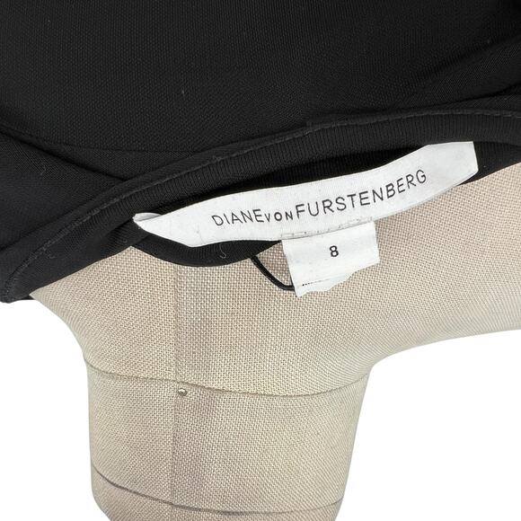 Diane Von Furstenberg Jewel Wrap‎ Dress Floral Embroidered Black Pink Size 8 - Picture 8 of 12